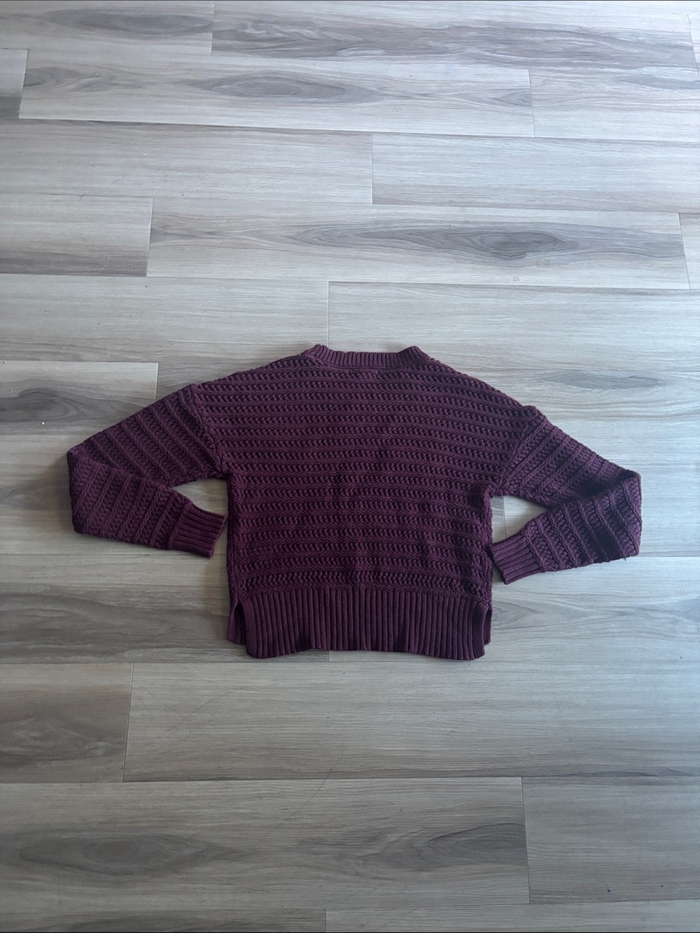 Aeropostale Textured Crewneck Sweater in Plum
